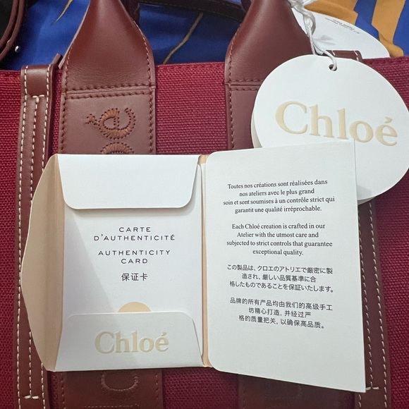 Chloe Woody Small Tote With Strap Dark Red Wine New With Tag n Dust Bag - Picture 7 of 11